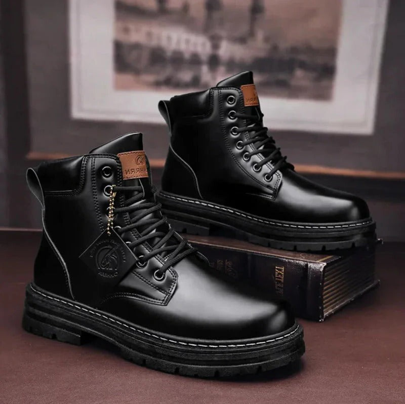 All-Weather Men's Stylish Lace-Up Boots with Comfort Cushion
