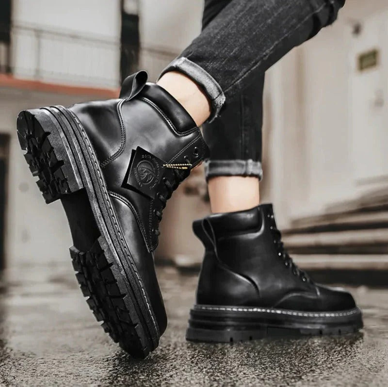 All-Weather Men's Stylish Lace-Up Boots with Comfort Cushion