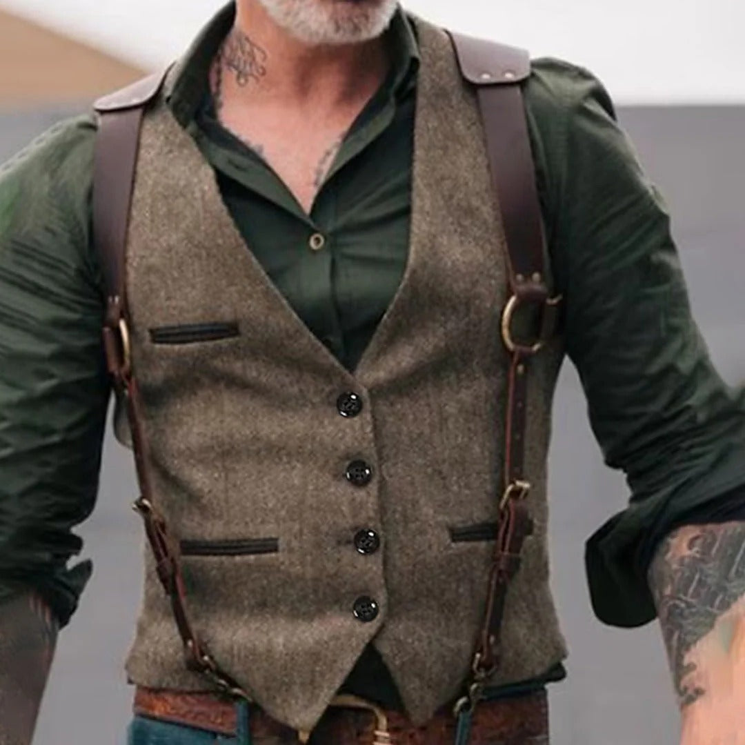 Classic Leather Waistcoat for Men - Elevate Your Style