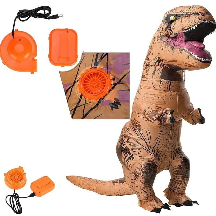 DinoDash Inflatable Costume with Quick-Inflate Fan