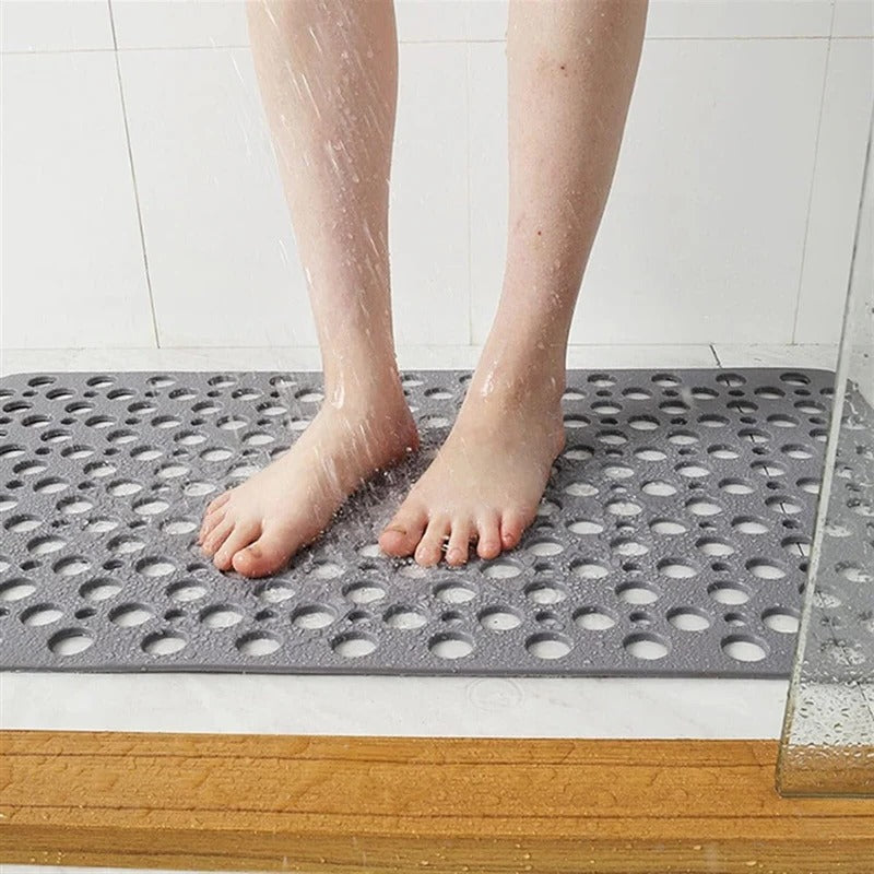 Slip-Resistant Shower Pad with Drainage and Suction Base