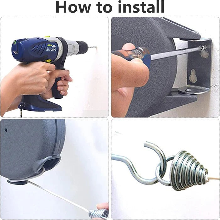 Space-Saving Retractable Clothesline with 180° Swivel Mount