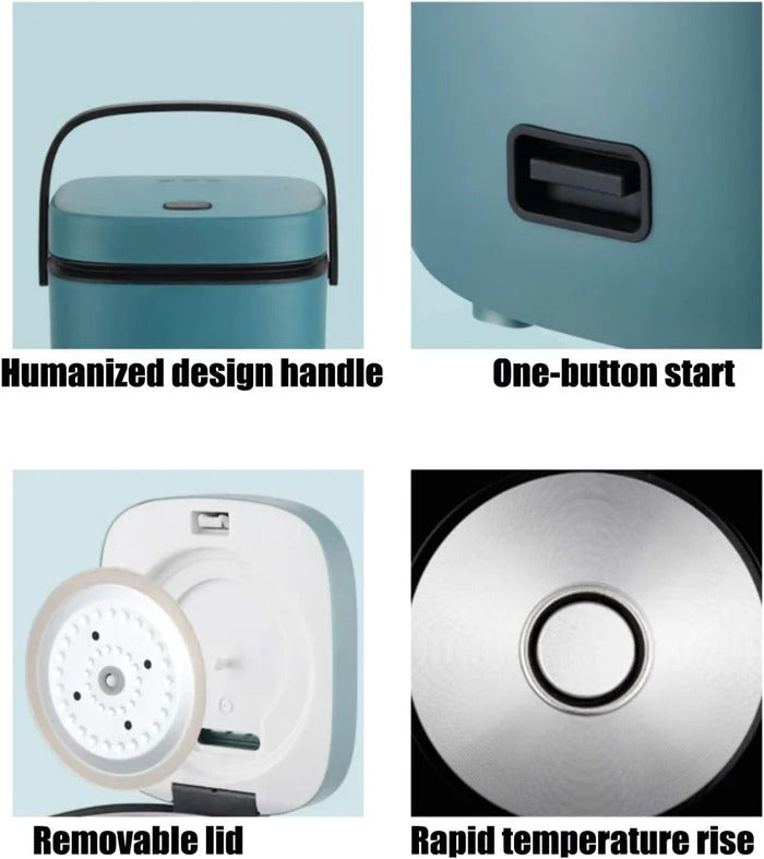 Compact Multi-Use Rice Cooker with Steamer Insert