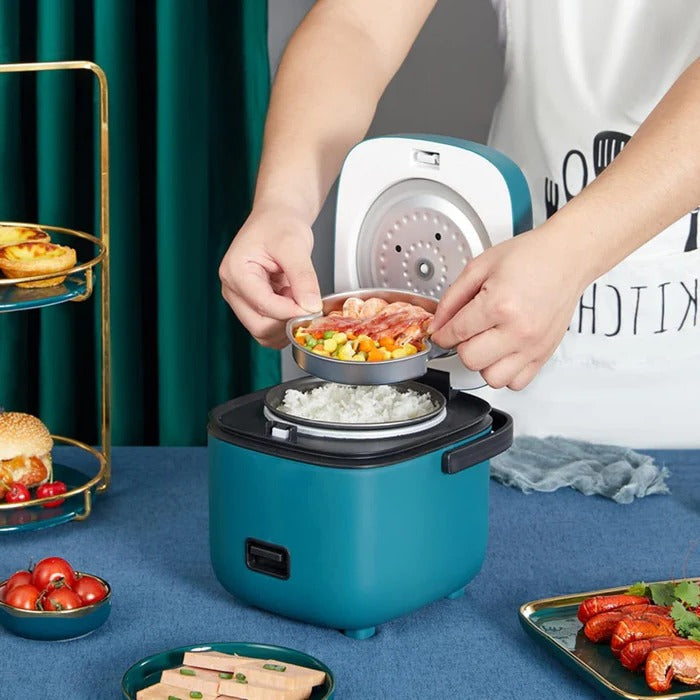 Compact Multi-Use Rice Cooker with Steamer Insert