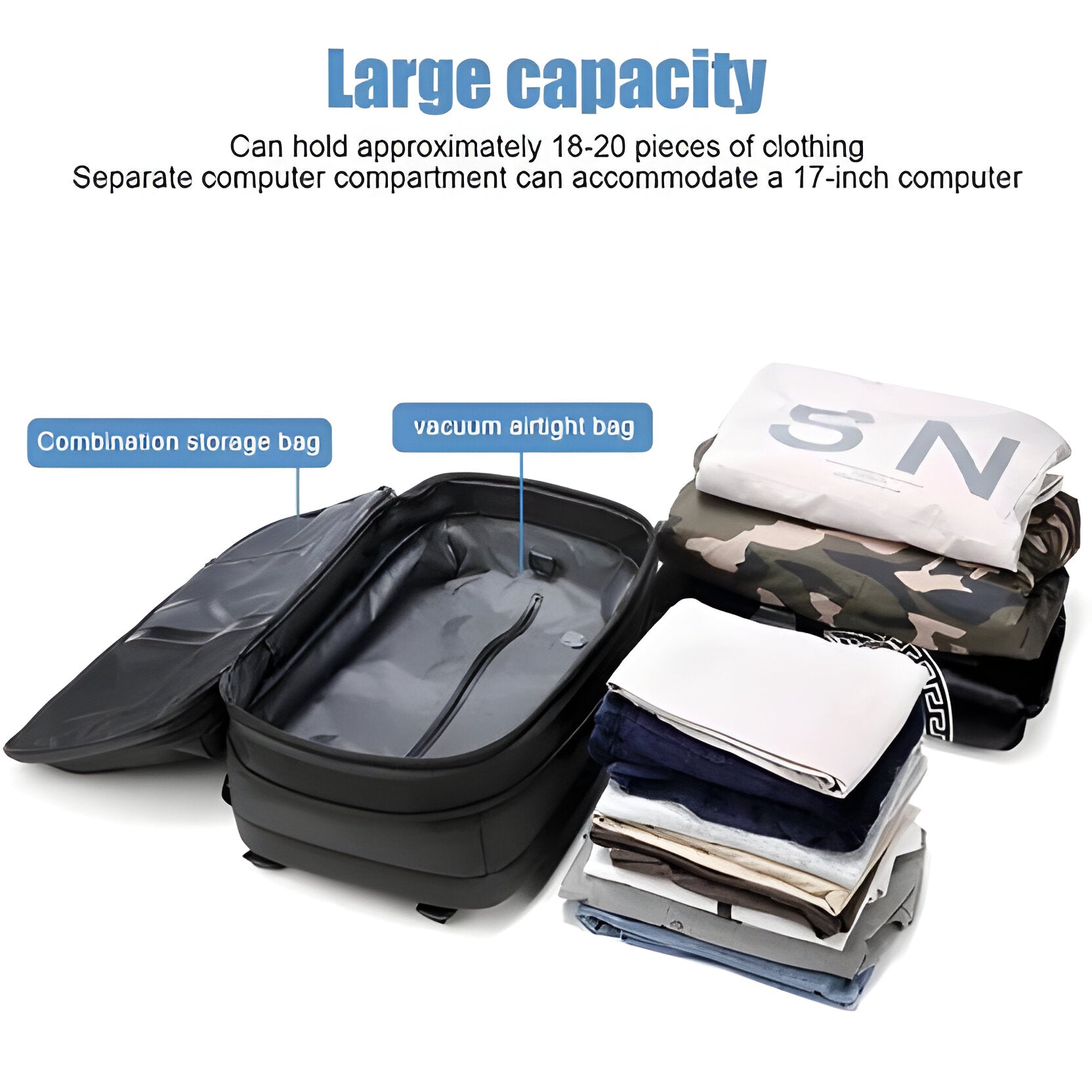 Versatile Travel Backpack with Space-Saving Design