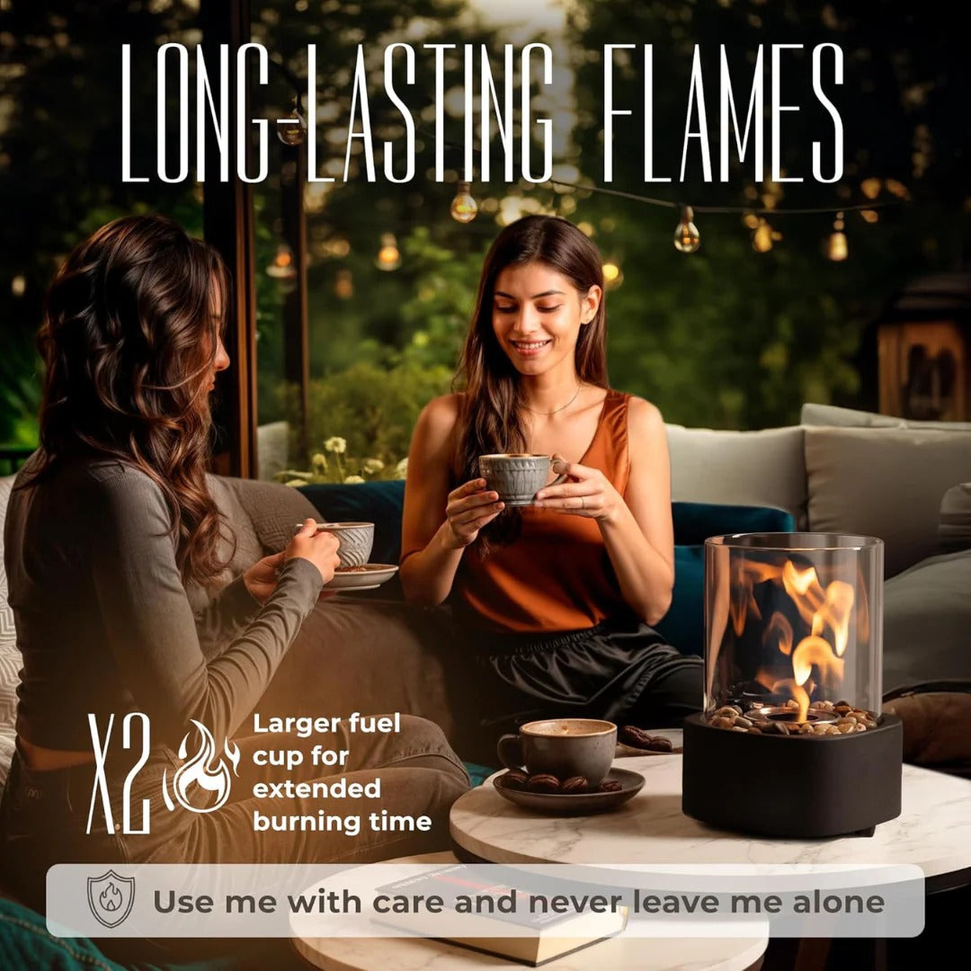 Elegant Compact Flame Tabletop Heater
