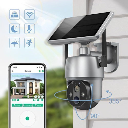 All-Weather Solar-Powered Security Camera with 360° View
