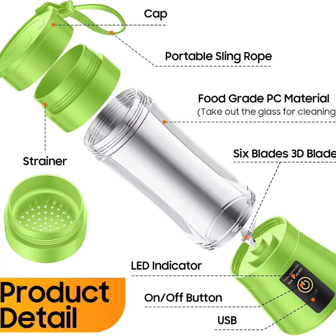 Portable Rechargeable Juice Maker for Smoothies & Shakes