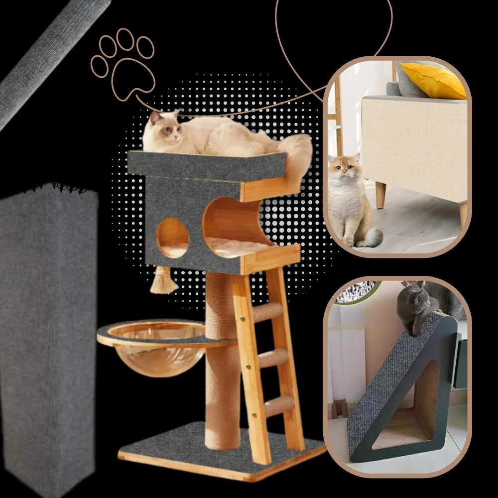 Wall-Mounted Cat Scratching Solution with Adhesive Base