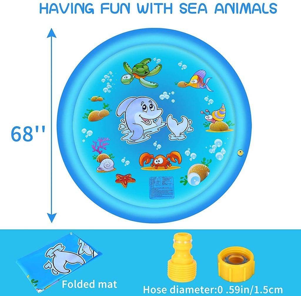AquaJoy 68-Inch Water Play Mat – Customizable Sprinkler Fun for Kids