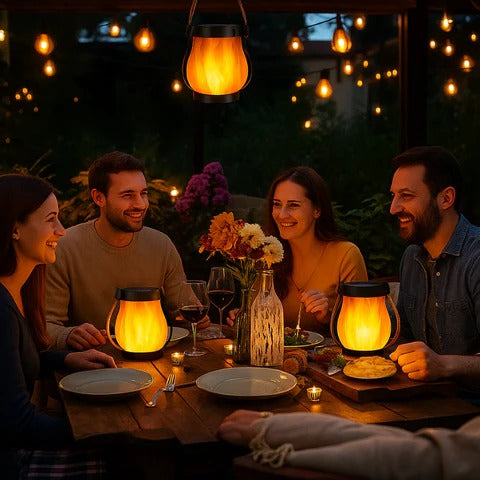 Solar-Powered Lantern with Flickering Flame Effect