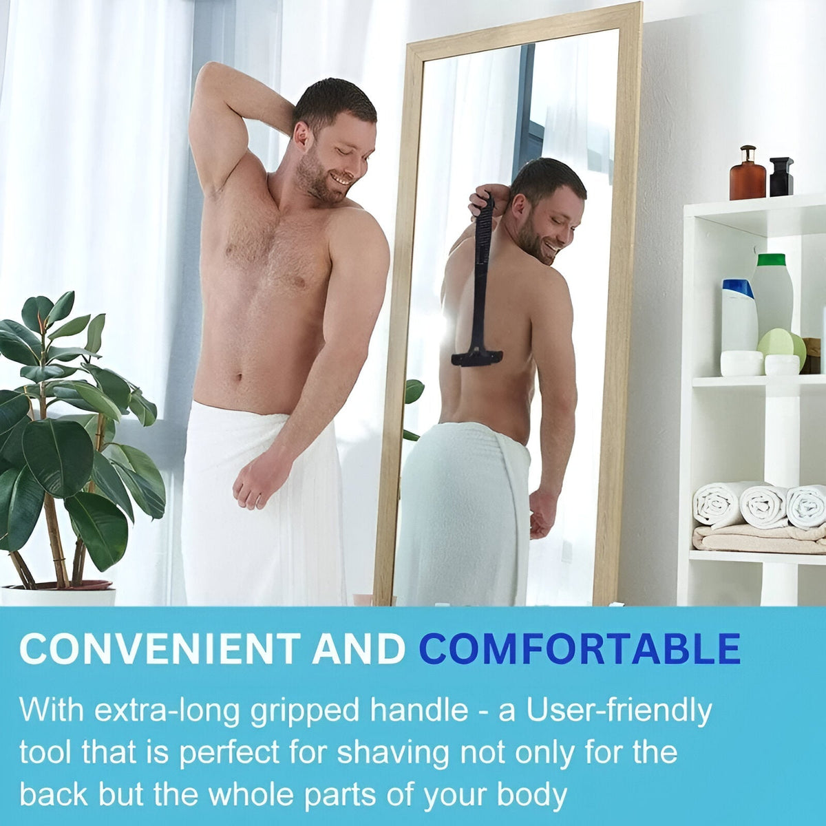 Ergonomic Back Grooming Shaver with Extended Handle
