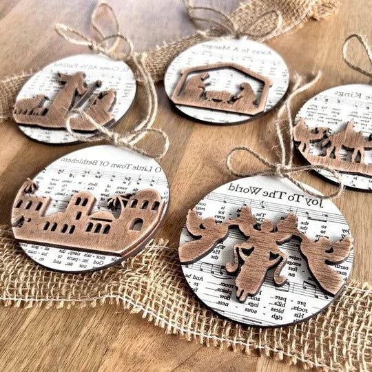 Musical Nativity Ornament Set for Festive Decor