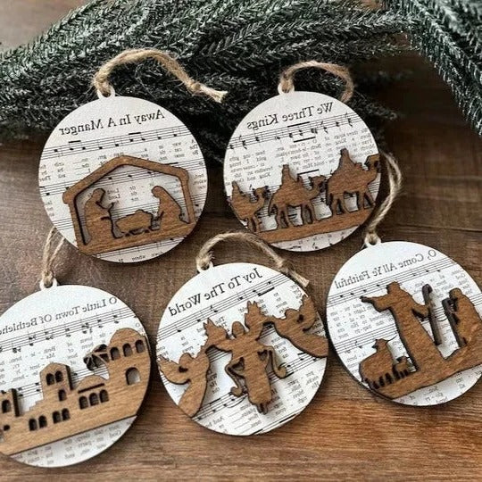 Musical Nativity Ornament Set for Festive Decor
