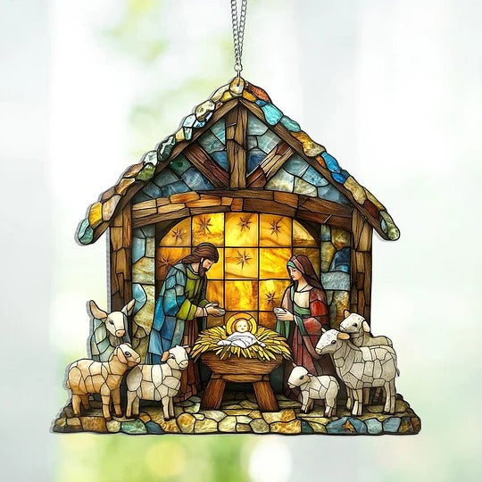 Elegant Nativity Scene Light Catcher for Seasonal Decor