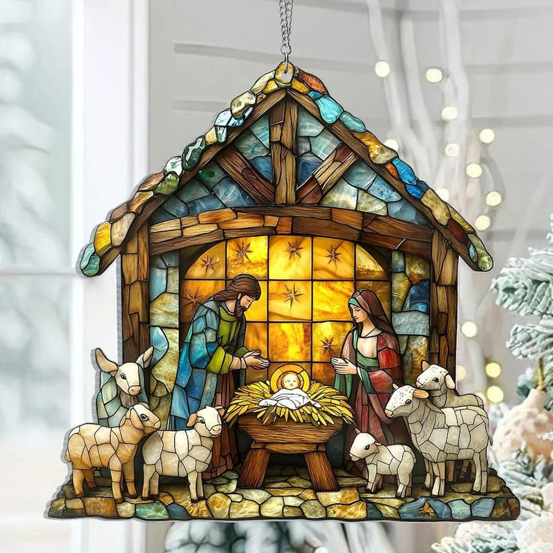 Elegant Nativity Scene Light Catcher for Seasonal Decor