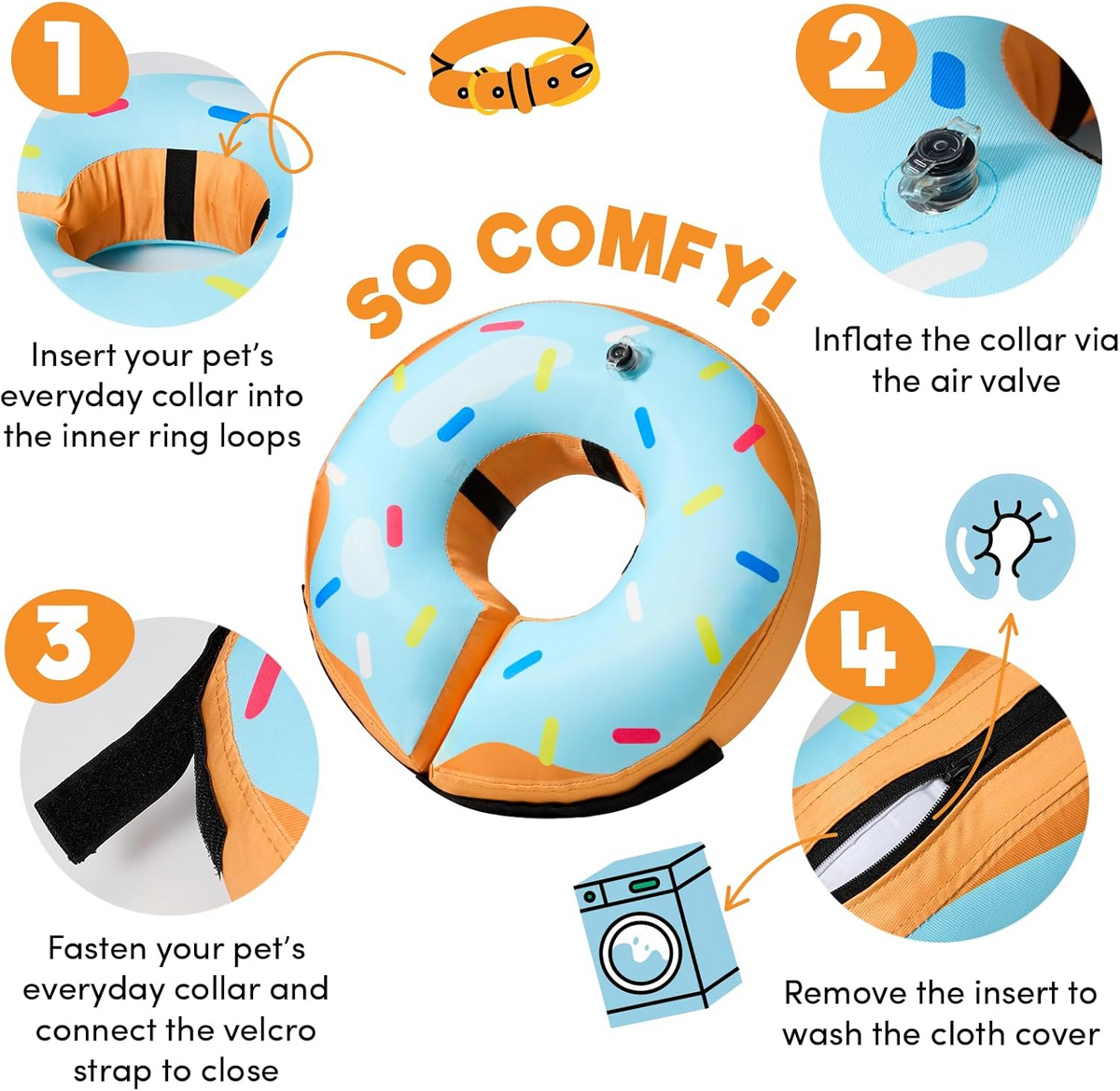 Comfort Plus Inflatable Recovery Collar for Pets