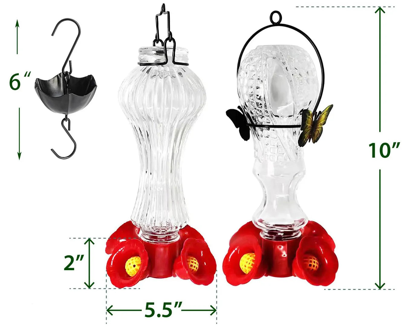 Vibrant Glass Hummingbird Feeder with Ant Barrier
