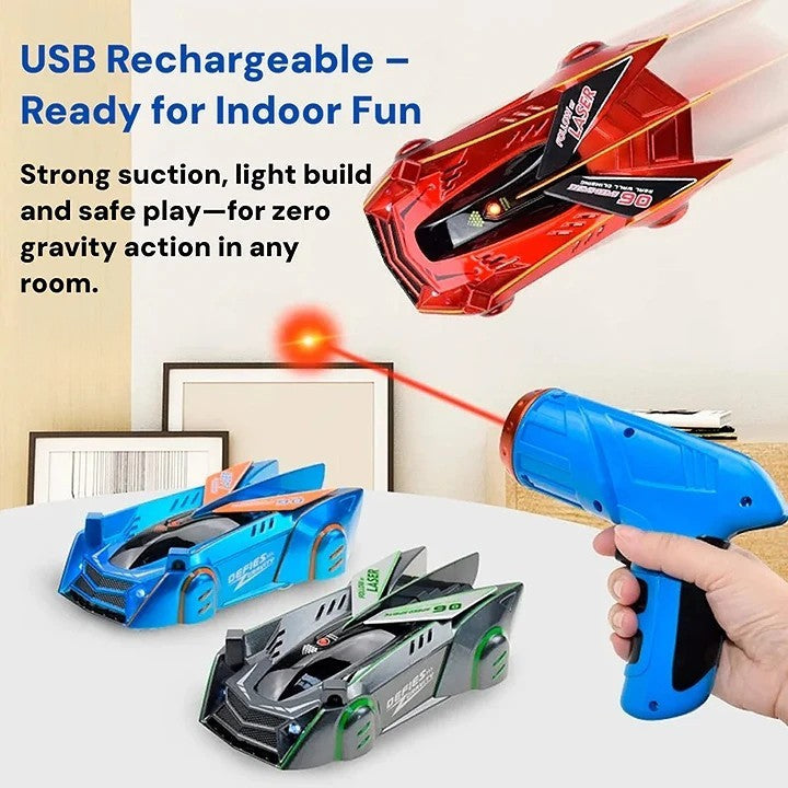 Gravity-Defying Wall Racer for Kids - Laser-Controlled Fun