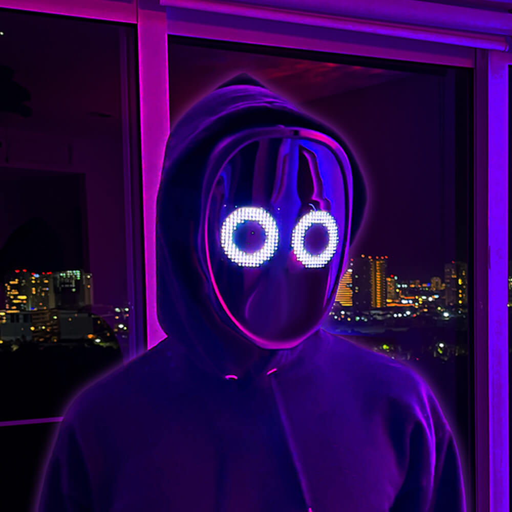 Dynamic LED Costume Mask with Customizable Faces