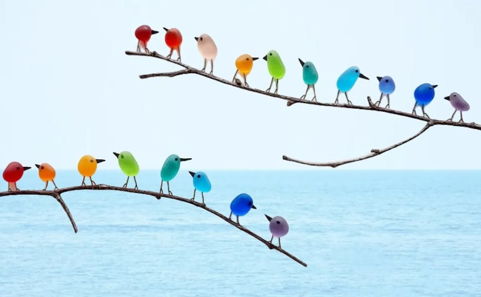 Coastal Charm: Handcrafted Sea Glass Avian Artwork