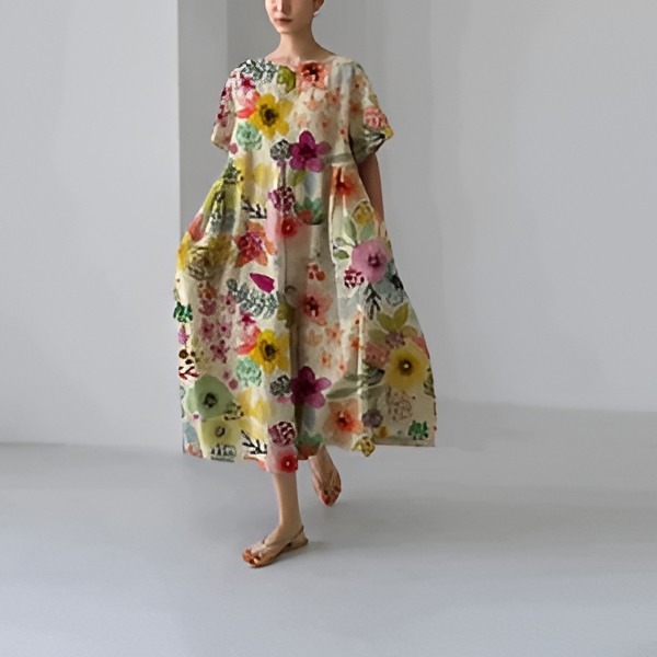 Chic Floral Cotton Dress for Effortless Style