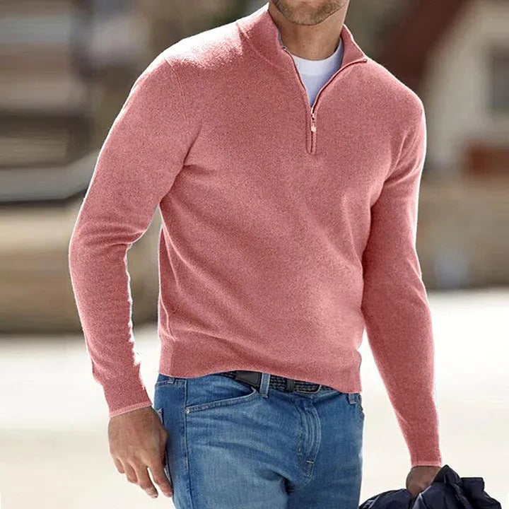 Men's Luxurious Cashmere Zip-Up Sweater
