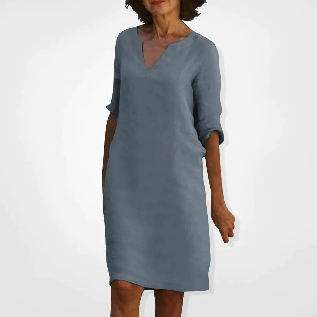 Chic V-Neck Midi Dress for Effortless Style