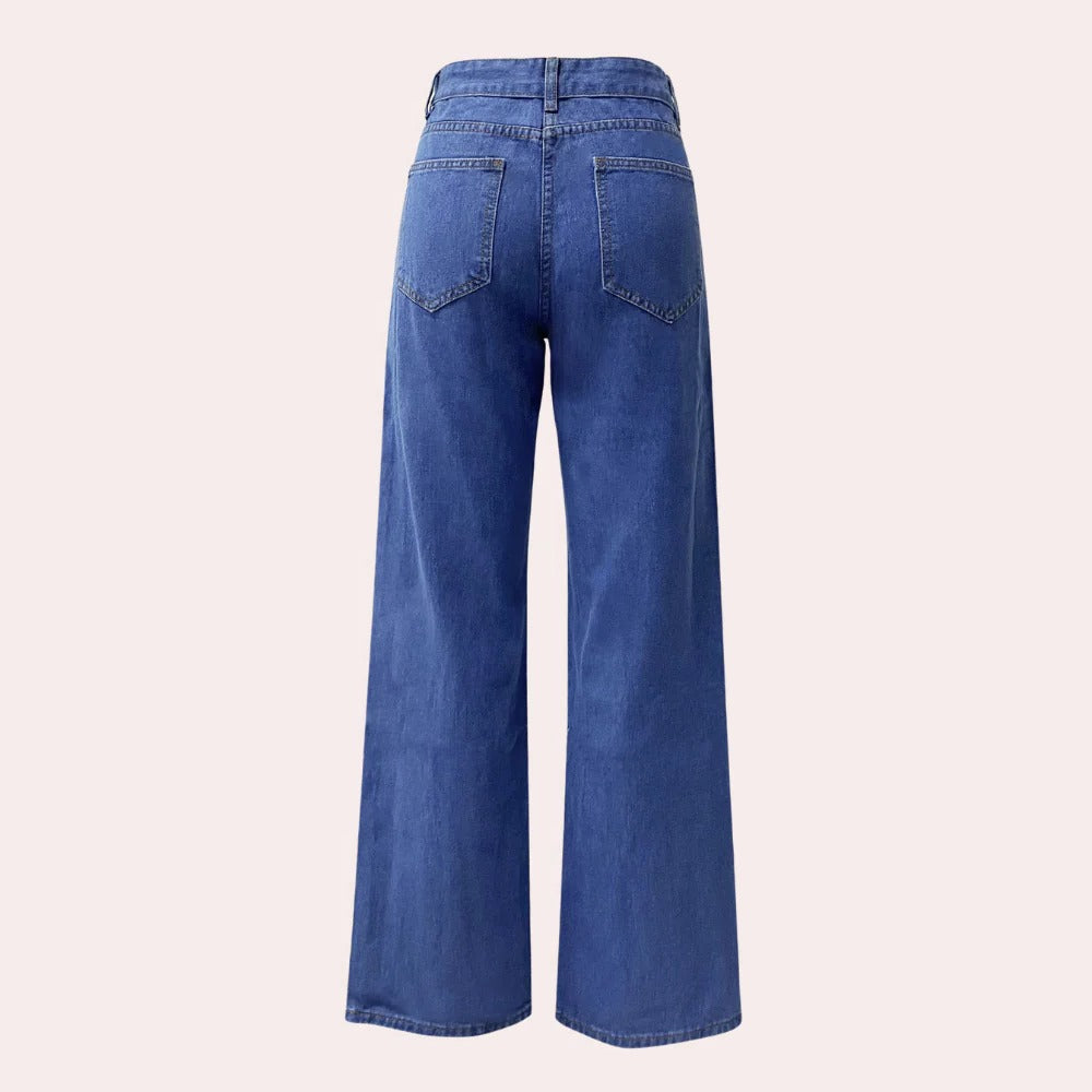 Effortless High-Waisted Denim Trousers for Women