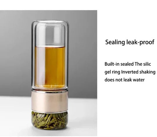 InfiniBrew Tea Infuser Flask – 14.5 oz Double-Walled Tumbler for Loose Leaf Tea