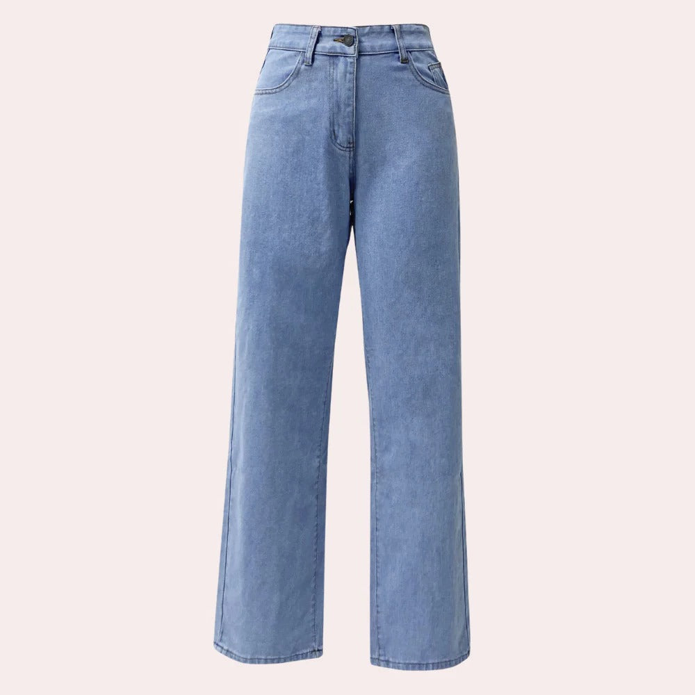 Effortless High-Waisted Denim Trousers for Women