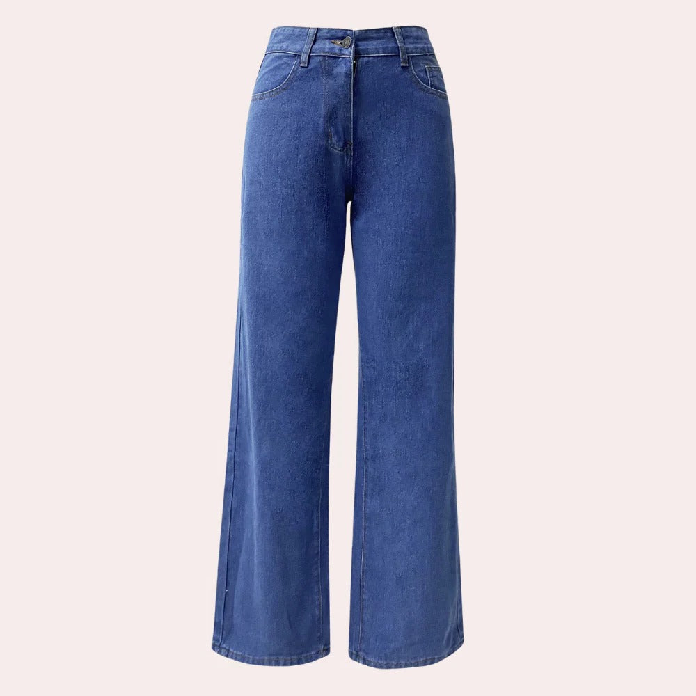 Effortless High-Waisted Denim Trousers for Women