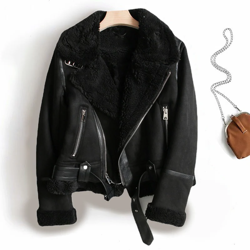 Urban Chic Faux Leather Jacket with Sherpa Lining