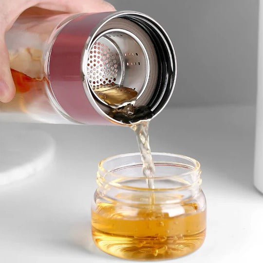 InfiniBrew Tea Infuser Flask – 14.5 oz Double-Walled Tumbler for Loose Leaf Tea