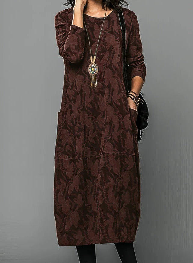 Chic Winter Dress for Women Featuring Cozy Round Neckline