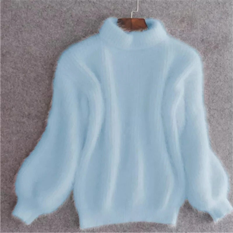 Chic Loose Knit Pullover - Soft Angora Sweater for Women