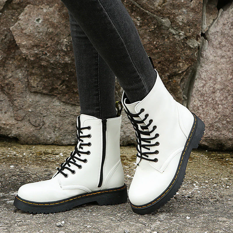 Stylish Lace-Up Boots with Convenient Side Zipper