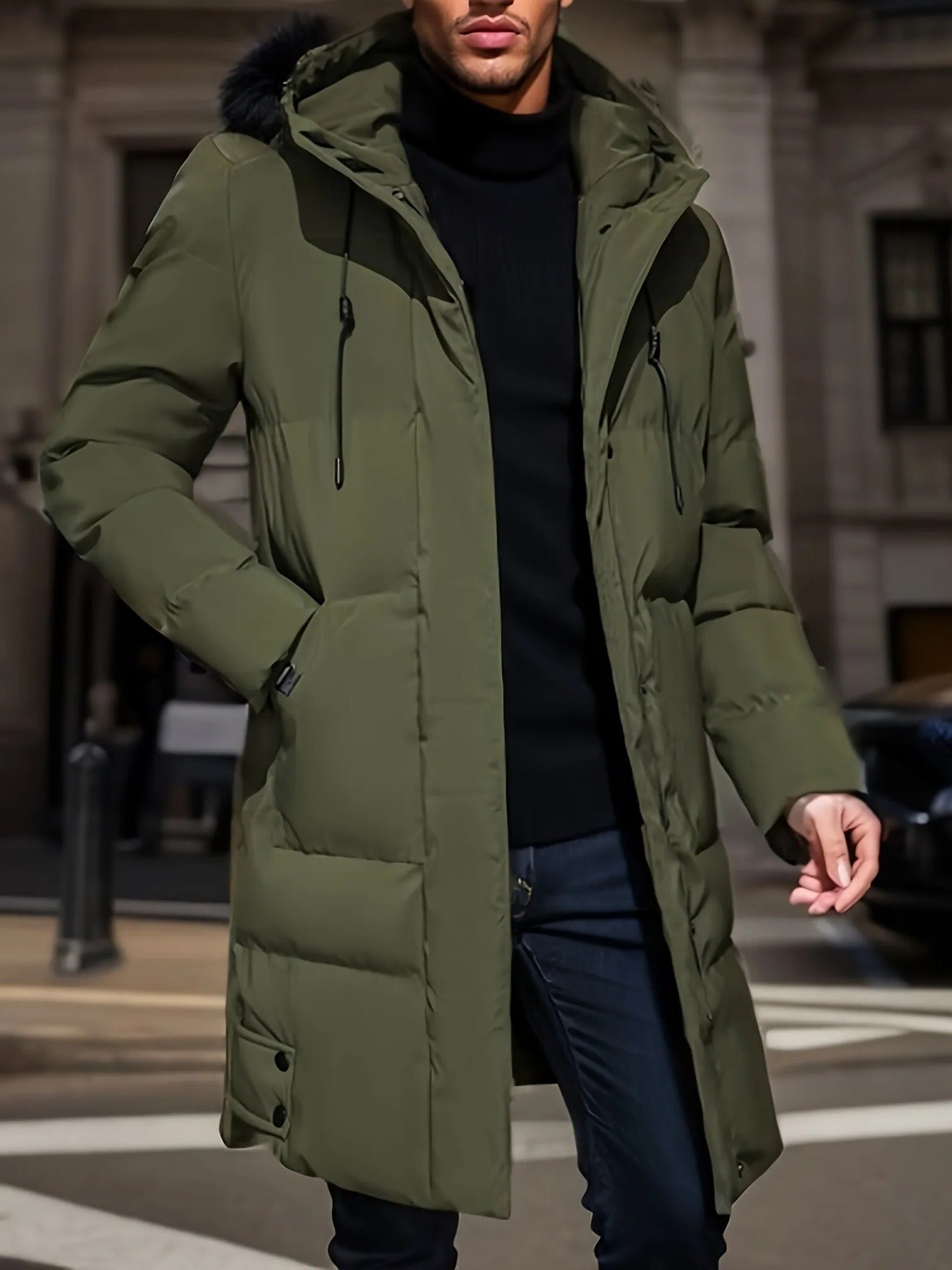 Men's Extended Length Winter Coat - Insulated and Waterproof