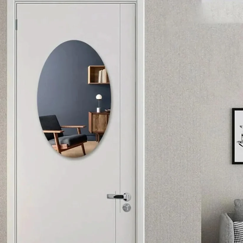 Self-Adhesive Oval Mirror for Effortless Grooming