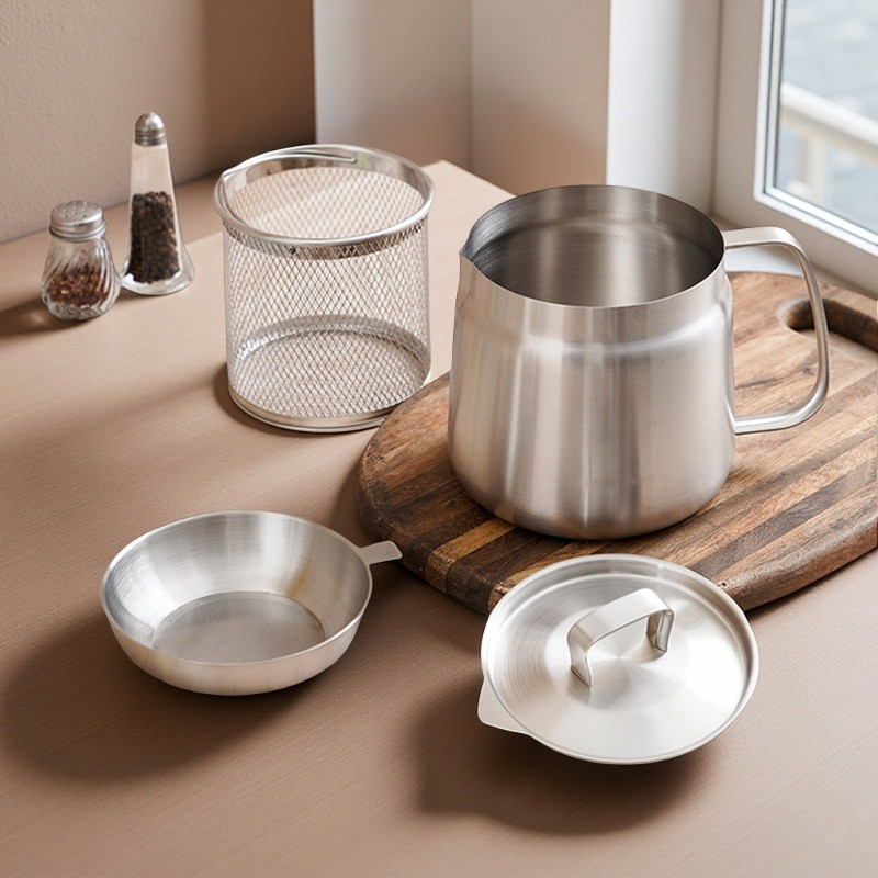 Stainless Steel Deep Fryer Pot with Built-in Oil Filter