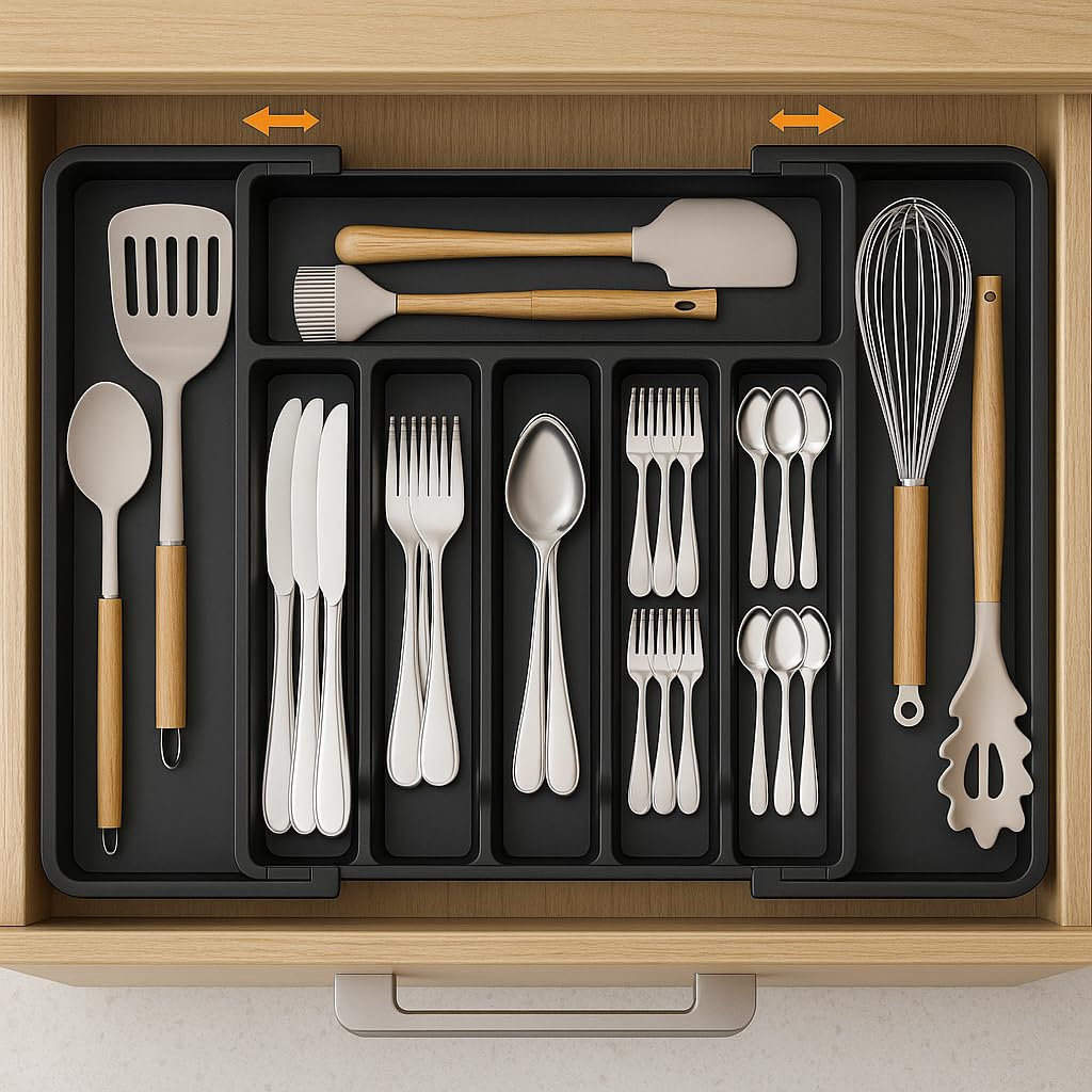 Versatile Cutlery Tray with 8 Adjustable Compartments