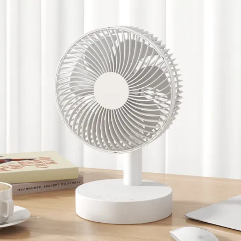 Compact Rechargeable Fan with 4 Speed Settings and Timer