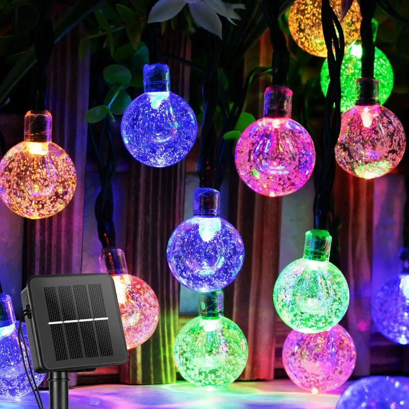 Outdoor Solar-Powered Globe String Lights with LED Modes