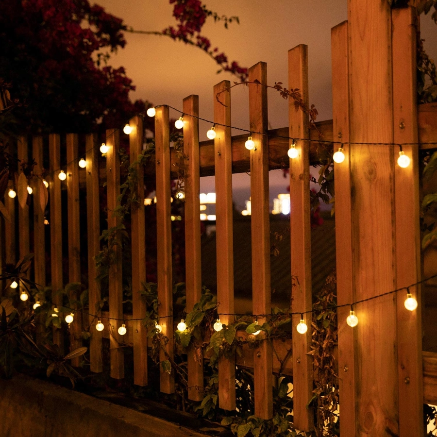 Outdoor Solar-Powered Globe String Lights with LED Modes