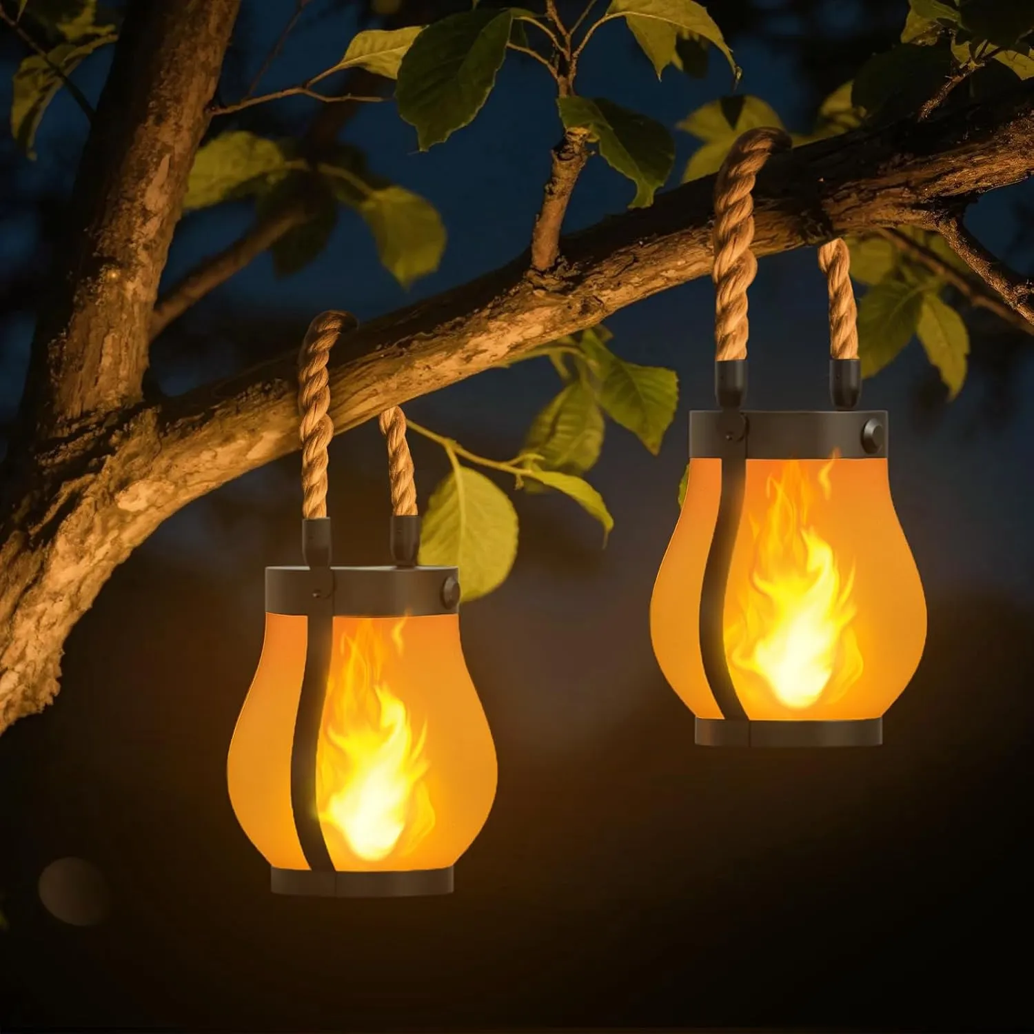 Solar-Powered Flickering Flame Lantern for Outdoor Spaces