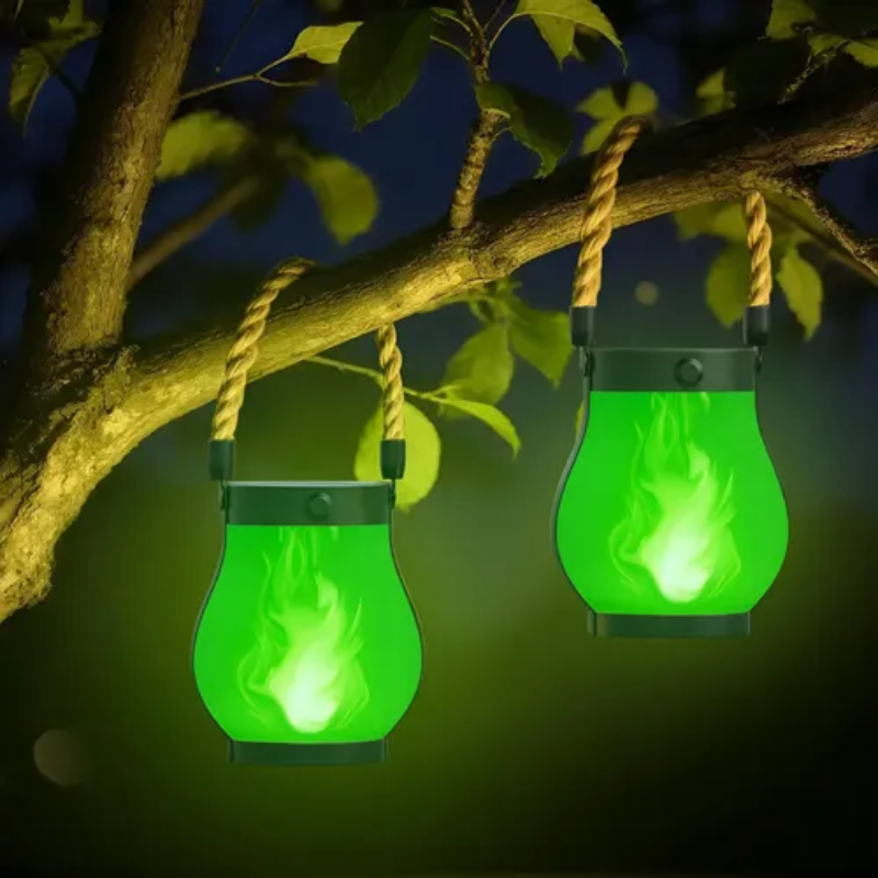 Solar-Powered Flickering Flame Lantern for Outdoor Spaces