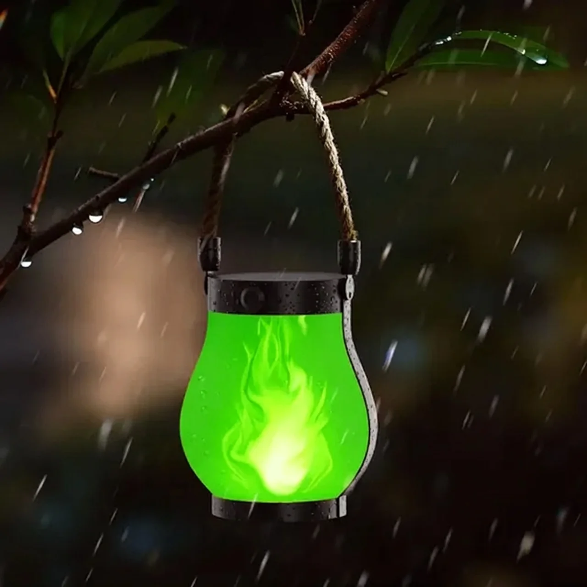 Solar-Powered Flickering Flame Lantern for Outdoor Spaces