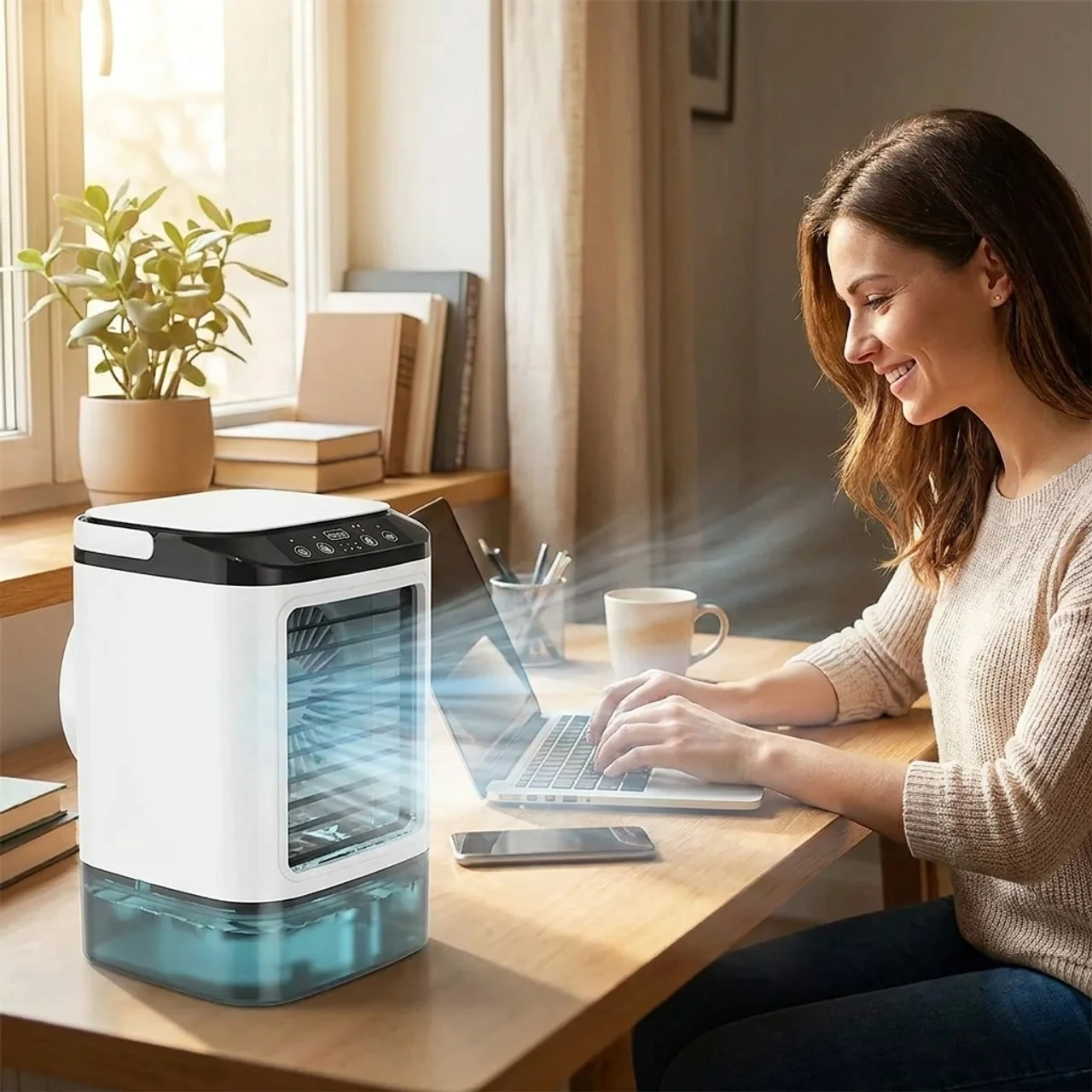 Compact Personal Cooling Unit with Dual Mist Feature and LED Light