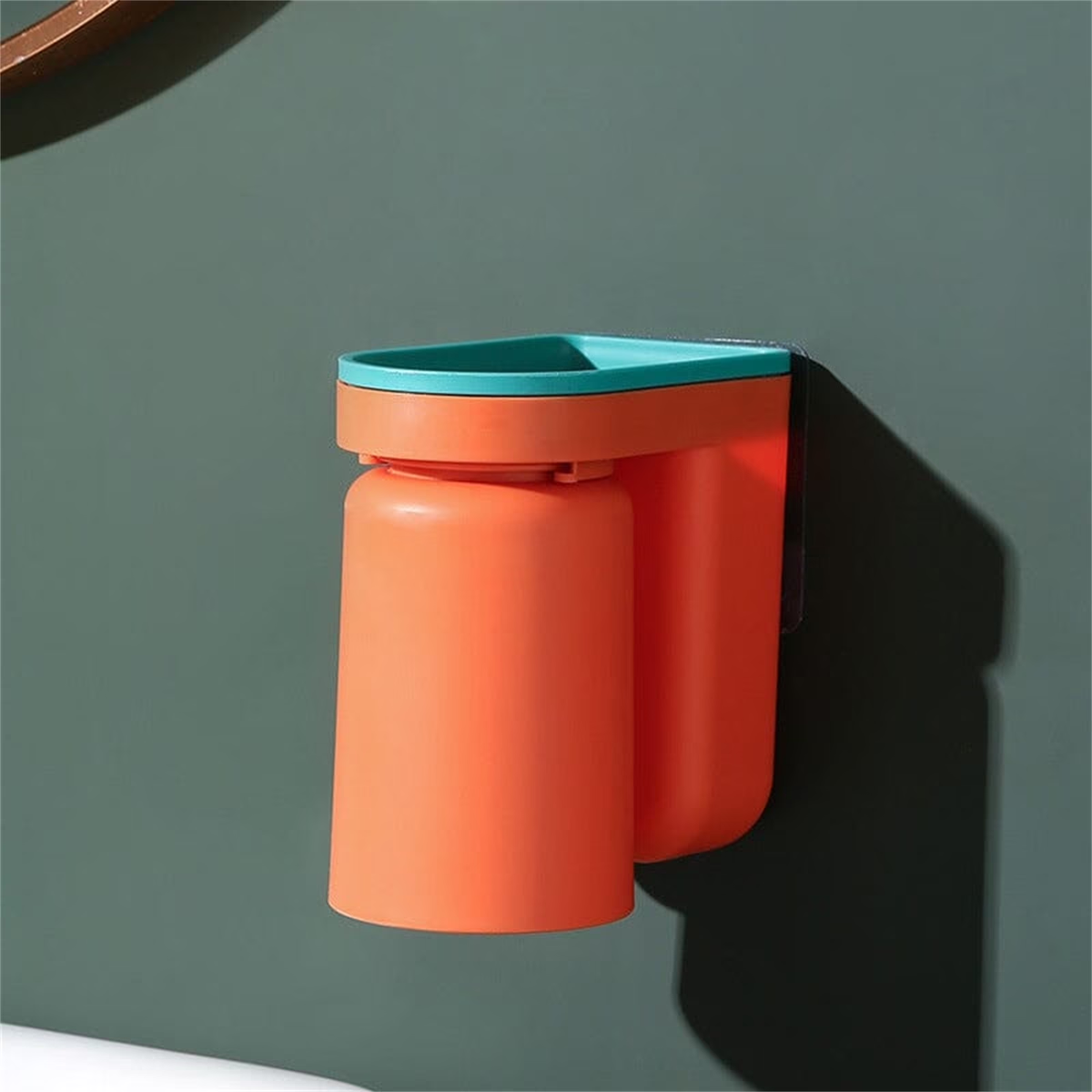 Wall-Mounted Toothbrush Organizer with Adhesive Cups