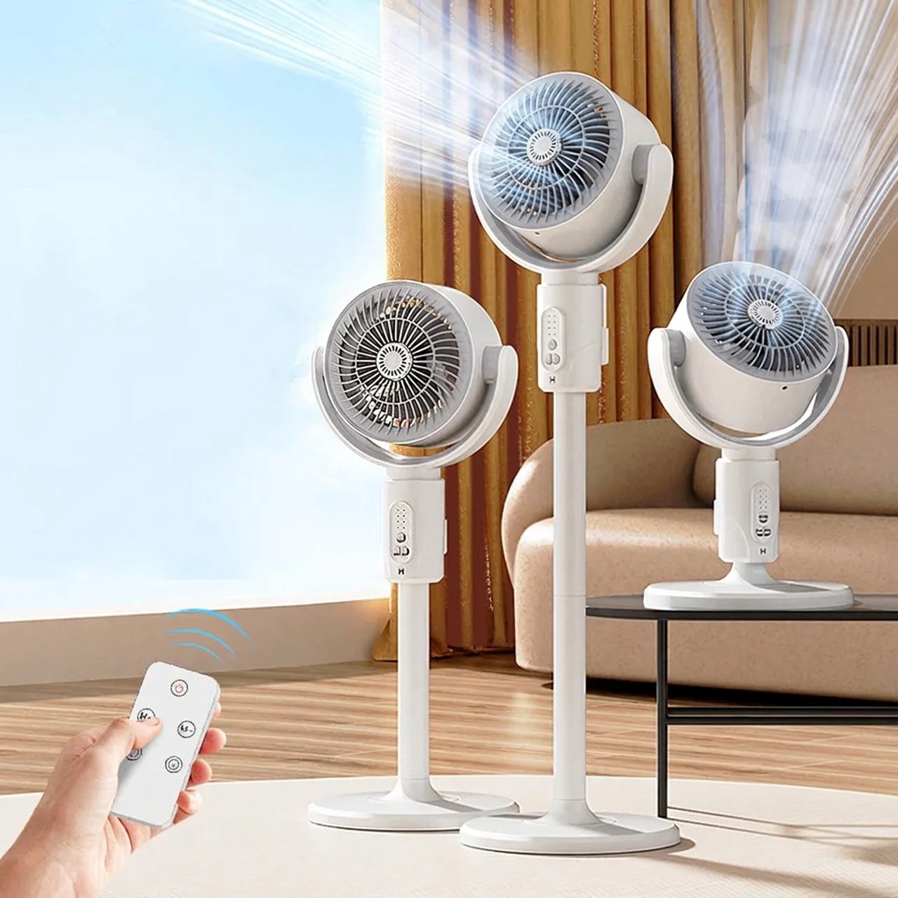 Quiet Oscillating Pedestal Fan with Remote Control - White